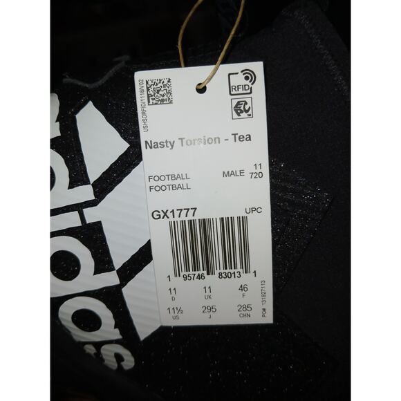 New Men's 11.5 adidas Nasty Torsion Team Black Football High Top Cleats GX1777 - Picture 7 of 9